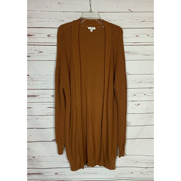 BP. Nordstrom Women's L Large Burnt Orange Open Front Knit Long Sweater Cardigan - Picture 1 of 10